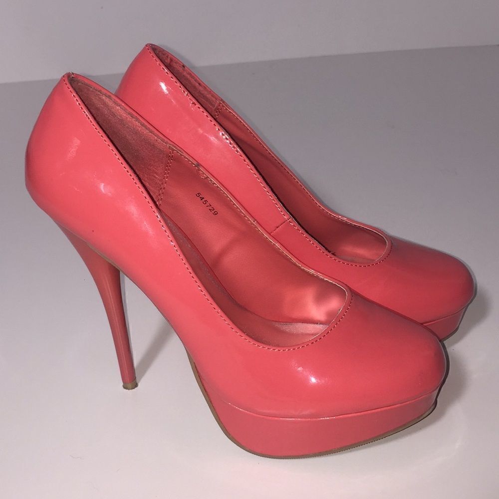 Charlotte Russe Coral High Heel Platform Pumps
